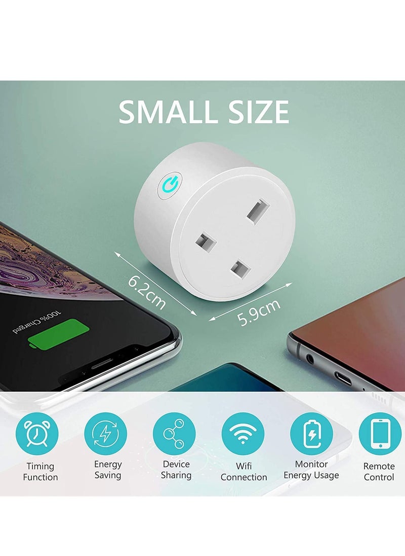 MOCOM - 4 Pack Smart Wifi Plug 16A Smart Outlet Plug Socket Compatible with Alexa and Google Home, Mini Socket with Remote Control & Voice Control with Electricity Statistics Timer Function, No Hub Required - Image 1