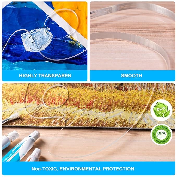 URBAN BOX 3pcs Acrylic Paint Palette Clear Art Palette for Adults & Kids, Transparent Non-Stick Oil Paint Palette with Protective Kraft for DIY Craft Art Painting Plate - Image 4