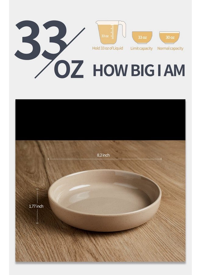 Famiware مجموعة أطباق فامي وير ميلك واي سعة 33 أونصة، مجموعة أطباق باستا من 4 قطع، أطباق سلطة مثالية لصديقك في حفل تدشين المنزل، عيد الشكر، عيد الميلاد، بني قرفة - Image 5