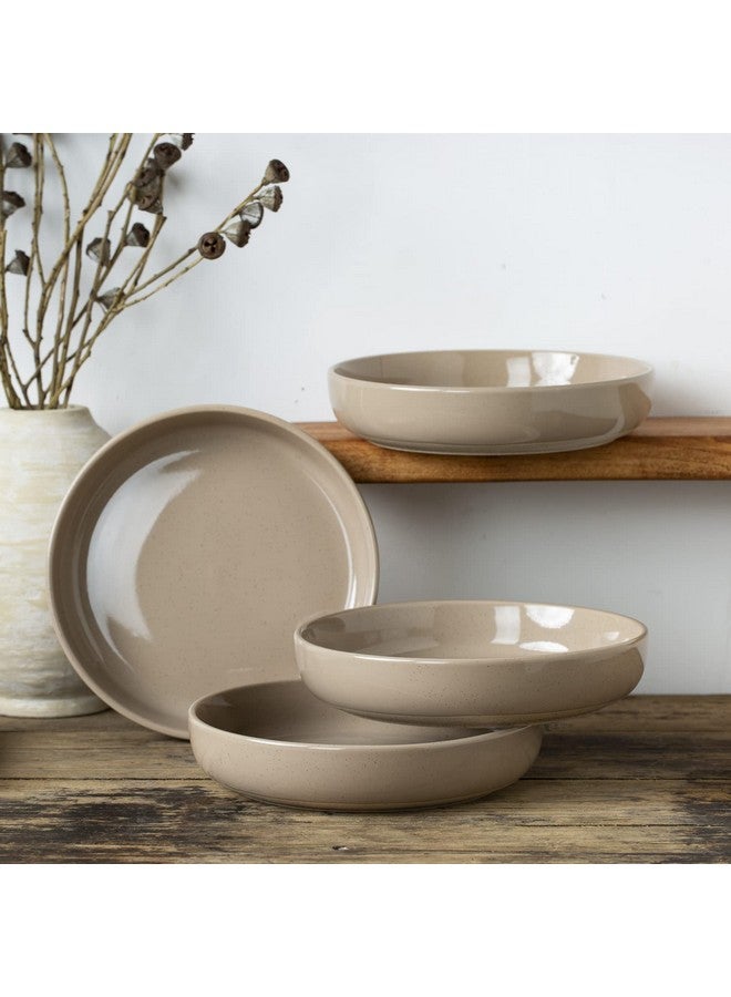 Famiware مجموعة أطباق فامي وير ميلك واي سعة 33 أونصة، مجموعة أطباق باستا من 4 قطع، أطباق سلطة مثالية لصديقك في حفل تدشين المنزل، عيد الشكر، عيد الميلاد، بني قرفة - Image 3