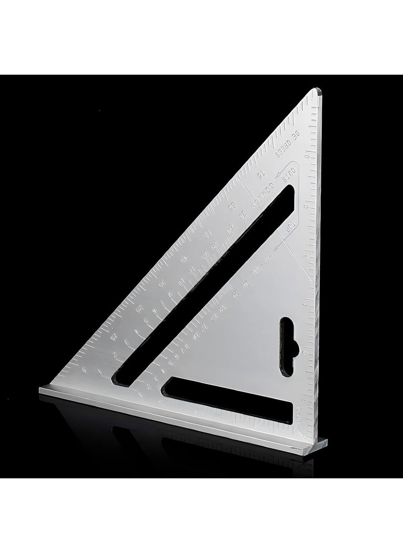 Harboan Harboan Double Side Scale Aluminium Alloy Metric Inch Triangle Ruler Measurement Hand Tools Speed Square Square Layout Tool 7 inch Speed Square  - Image 5