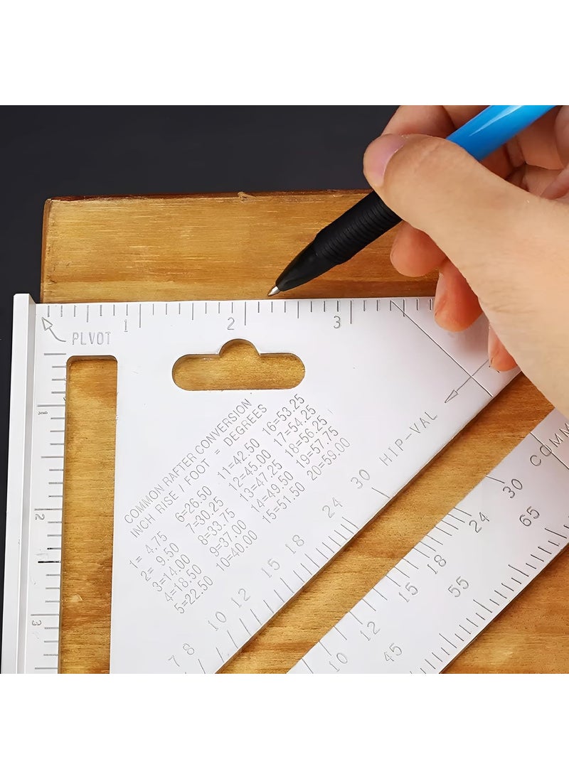 Harboan Harboan Double Side Scale Aluminium Alloy Metric Inch Triangle Ruler Measurement Hand Tools Speed Square Square Layout Tool 7 inch Speed Square  - Image 2