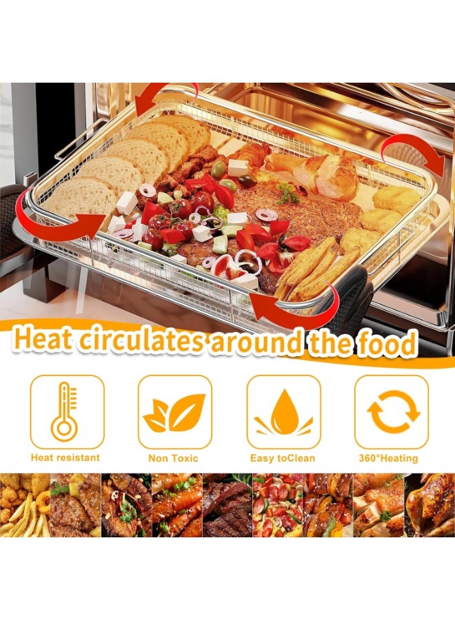 مقلاة فرن من الفولاذ المقاوم للصدأ، وسلة مقلاة هوائية، وصينية مقلاة عميقة باللون الذهبي - Image 4