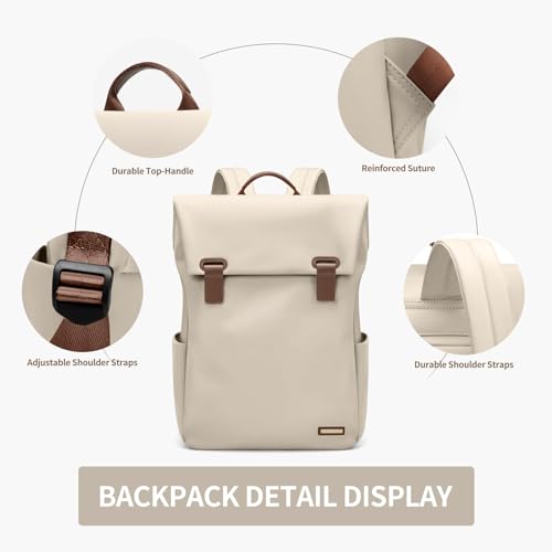 GOLF QUALITYWomen Laptop Backpack Computer Backpacks Carry On Waterproof backpack Fits 15.6Inch Notebook Travel Commute College (Apricot) - Image 5