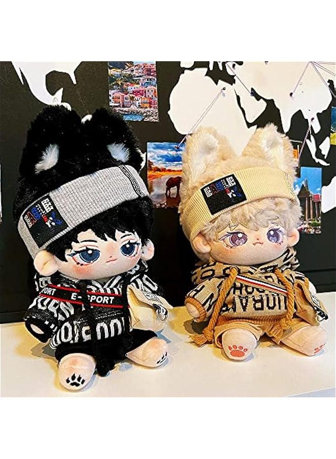 Arabest 15cm Plush Doll Clothes Loose Hip-hop Suit Headwear Hoodie Pants Backpack Glasses Shoes 6in Doll Accessories (Brown, 15cm)  - Image 4