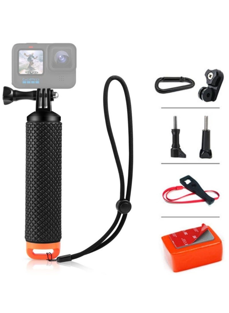 O Ozone مجموعة ملحقات مقبض اليد العائمة المقاومة للماء ومقبض التثبيت المتوافقة مع GoPro Hero 11 10 9 8 7 6 5 4 3 3 &amp; 2 1 جلسة للرياضات المائية وكاميرات الحركة (برتقالي) - Image 1