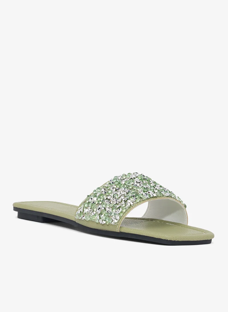 خزانة Embellished Detailed Flat Sandals