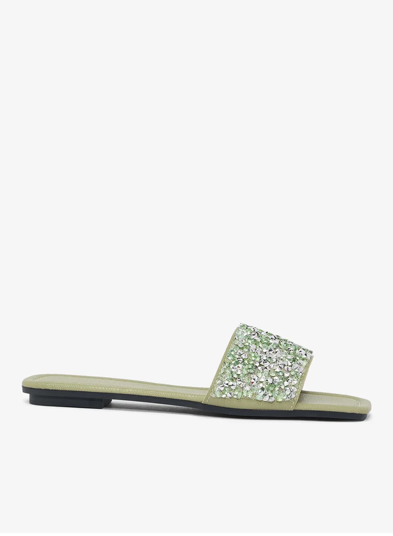 خزانة Embellished Detailed Flat Sandals