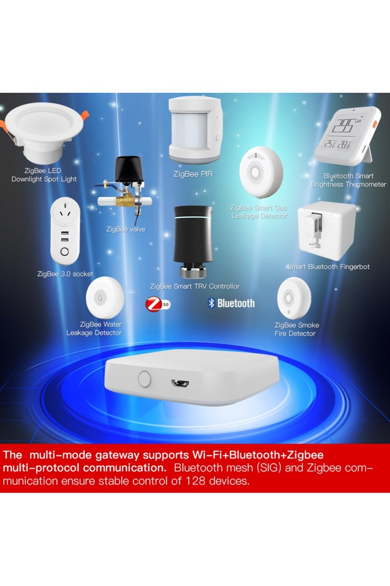 Smart Multimode Gateway Hub Wifi Zigbee Bluetooth Hub Works for All Zigbee Bluetooth Devices, Tuya App Control Works With Alexa Google Home