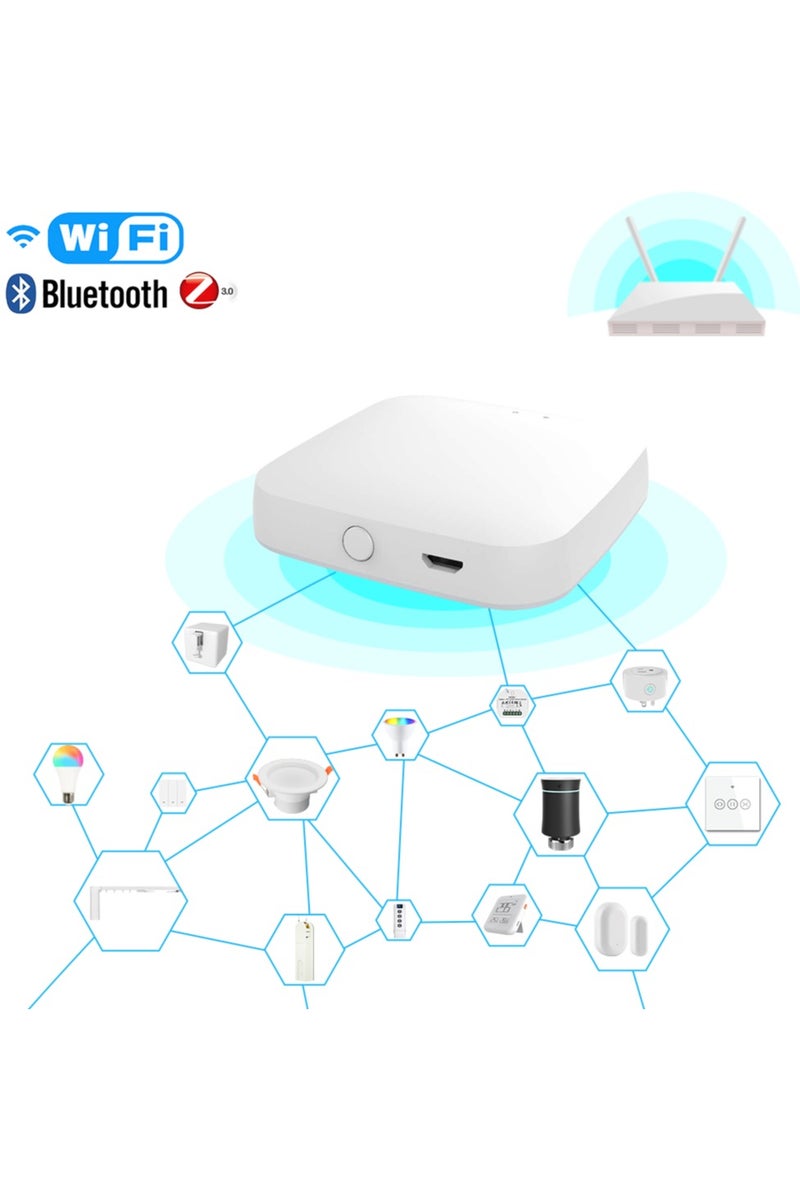 Smart Multimode Gateway Hub Wifi Zigbee Bluetooth Hub Works for All Zigbee Bluetooth Devices, Tuya App Control Works With Alexa Google Home
