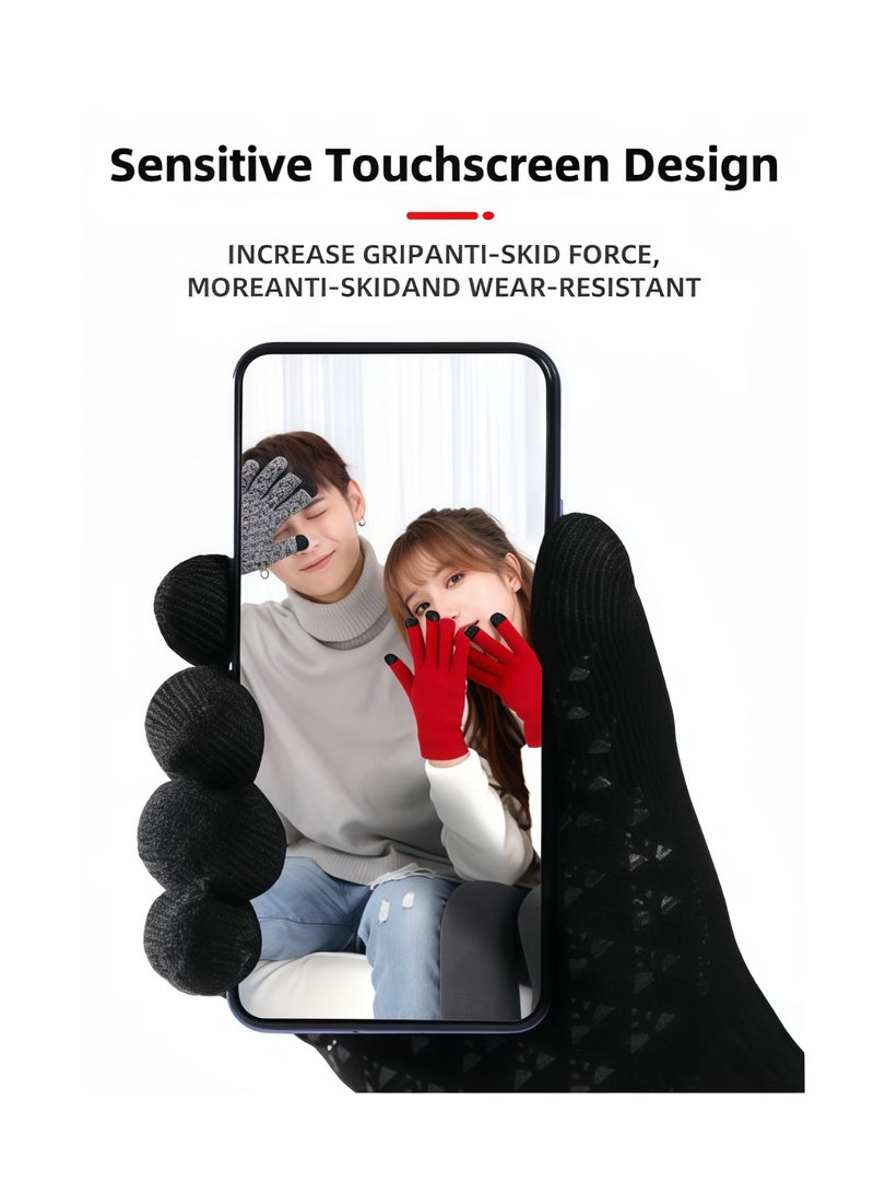 S-Quality Winter Wool Driving Gloves for Men and Women, Warm Fleece-Lined Touchscreen Anti-Slip Thermal Gloves for Cold Weather - Image 4