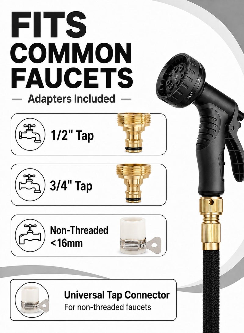 Favarey 75ft Expandable Garden Hose with 10-Function Nozzle, Solid Brass Connectors, and Storage Bag - No-Kink Flexible Water Hose for Garden, Car, and Pet Cleaning - Image 5