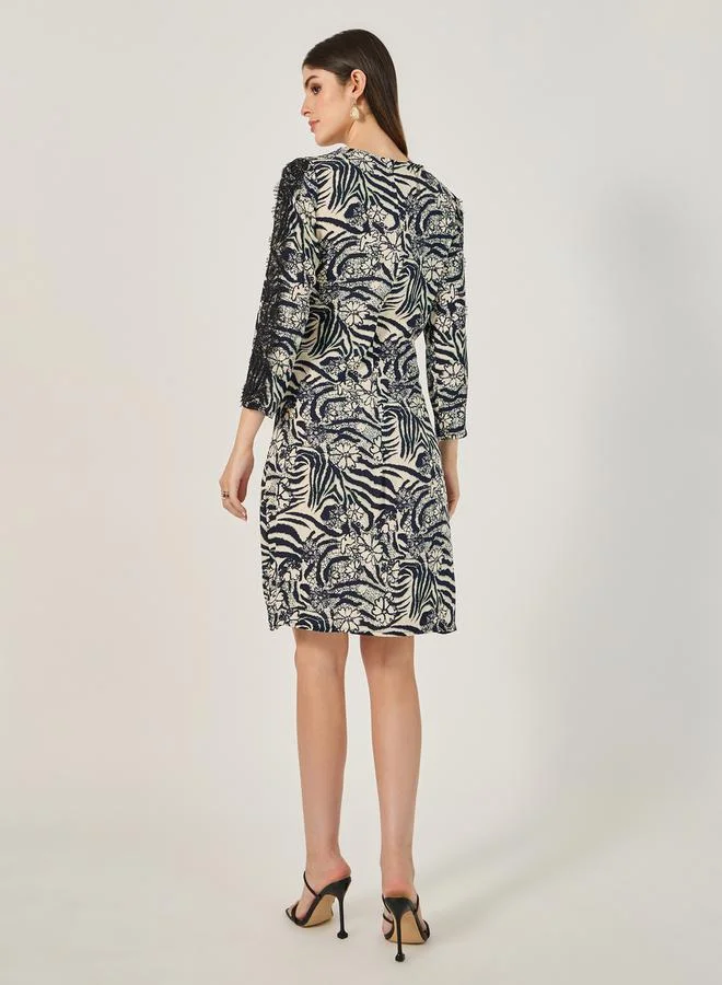 Styli Printed A-Line Dress