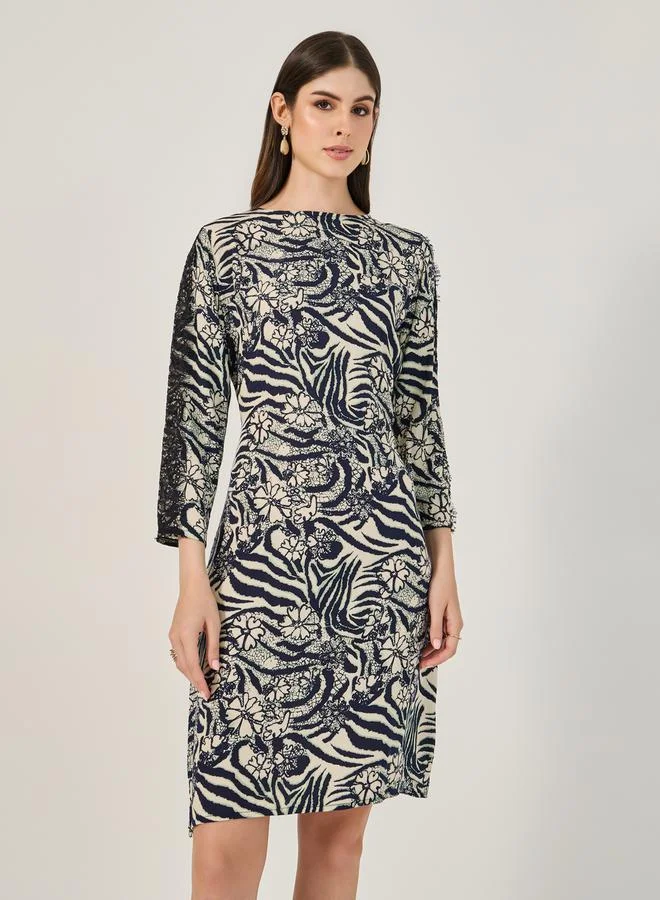 Styli Printed A-Line Dress