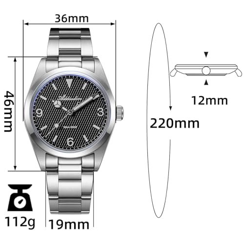 ADDIESDIVE Black Watches for Men Analog Quartz VH Sweep Second Movement Minimalist Waffle Dial Luminous 100 M Waterproof Mens Luxury Watch for Daily - Image 2