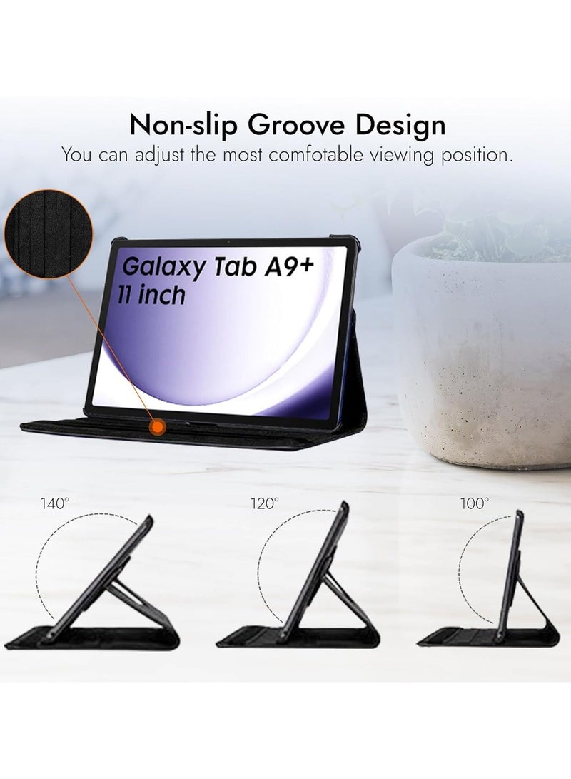 360° Rotating Case for Samsung Galaxy Tab A9 Plus/A9+ 5G 11 Inch 2023 Model (SM X210/X216/X218) 360 Degree Swiveling Stand Protective Cover with Auto Sleep/Wake-Black - Image 2