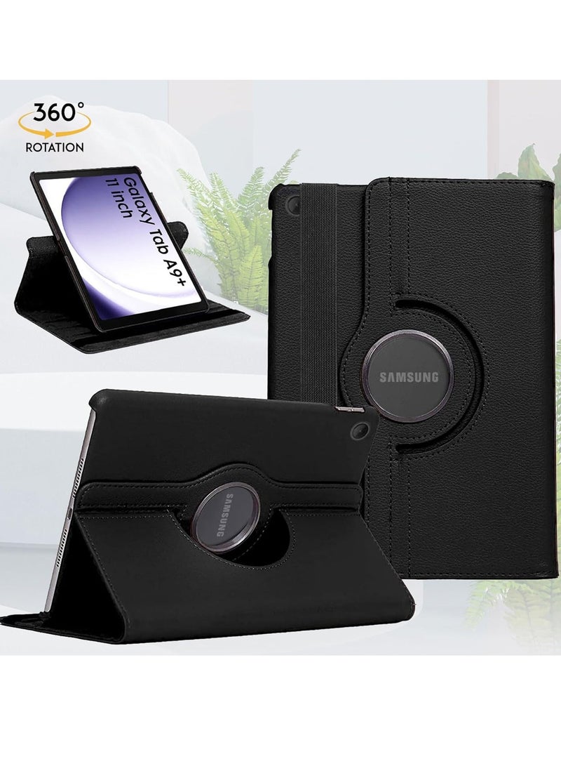 360° Rotating Case for Samsung Galaxy Tab A9 Plus/A9+ 5G 11 Inch 2023 Model (SM X210/X216/X218) 360 Degree Swiveling Stand Protective Cover with Auto Sleep/Wake-Black - Image 1