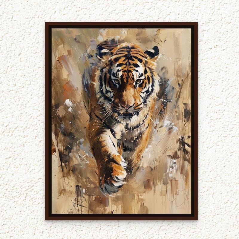 Framed Canvas Tiger Painting Wall Art