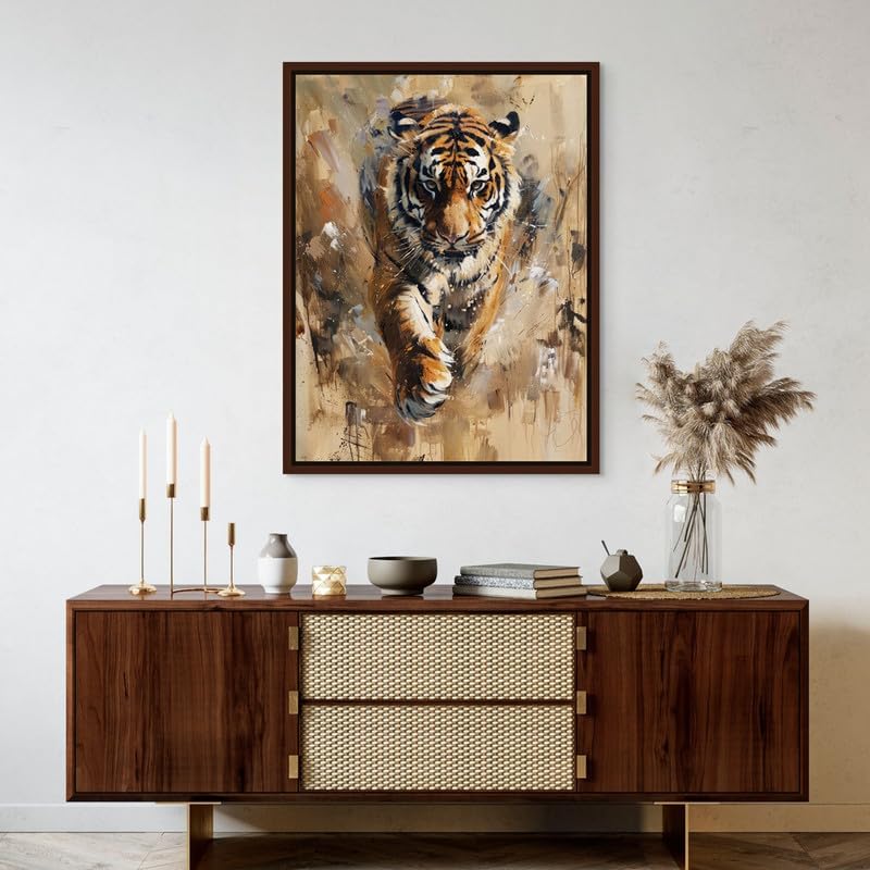 Art Decor Framed Canvas Tiger Painting Wall Art - Image 2