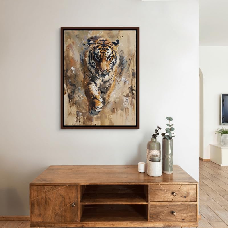 Art Decor Framed Canvas Tiger Painting Wall Art - Image 3