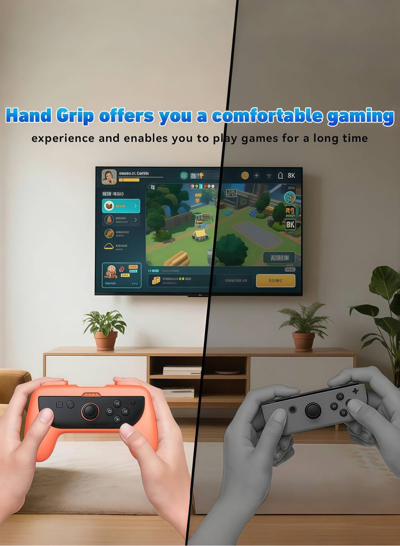 CoolRabbie Hand Grip for Nintendo Switch 2/1 Joy-Con, Joycon Handle Grips for NS2/NS/OLED, Non-Slip 2-Pack Blue&Orange, With 6 Pcs Thumb Grip Caps for Joy-Con 2 Controllers - Image 4