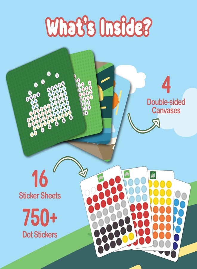 BINCA Dotties Dot Art Activity Kit - On the Go, 750+ Stickers, Vehicles Mess-Free Activities, DIY Dot Sticker Art for Toddlers, Kids Travel Activities, Craft Kits & Gifts for Boys & Girls Ages 4,5,6,7 - Image 2