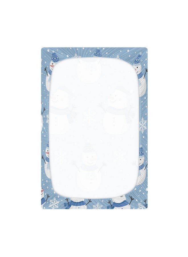 Kigai Christmas Snowman Snowflakes Crib Sheets for Boys Girls Pack N Play Sheet Soft Breathable Mini Crib Sheets 39" x 27" - Image 3
