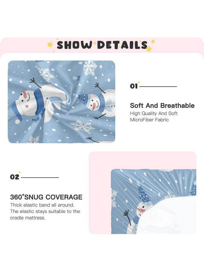 Kigai Christmas Snowman Snowflakes Crib Sheets for Boys Girls Pack N Play Sheet Soft Breathable Mini Crib Sheets 39" x 27" - Image 5