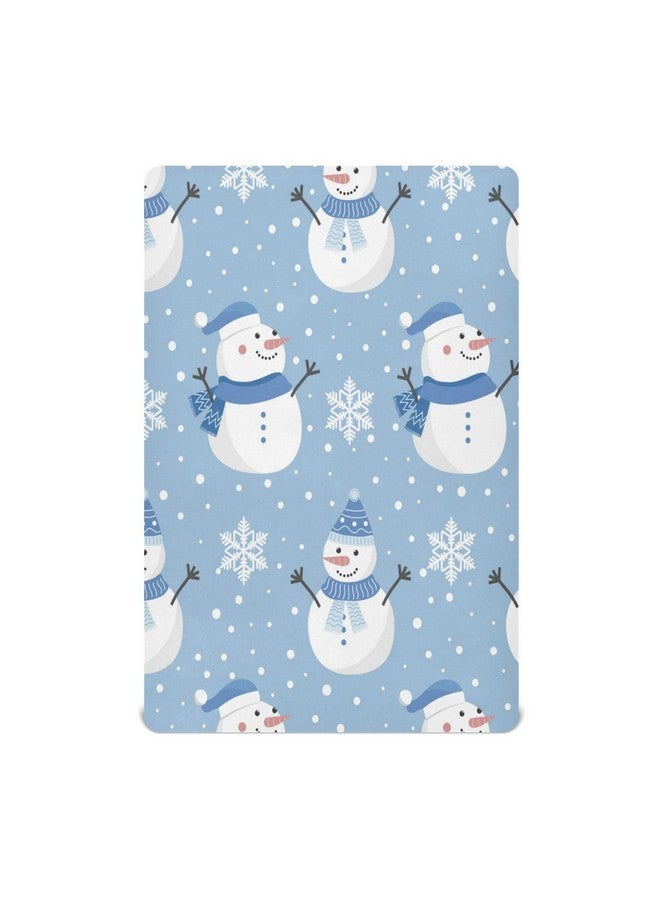 Kigai Christmas Snowman Snowflakes Crib Sheets for Boys Girls Pack N Play Sheet Soft Breathable Mini Crib Sheets 39" x 27" - Image 1
