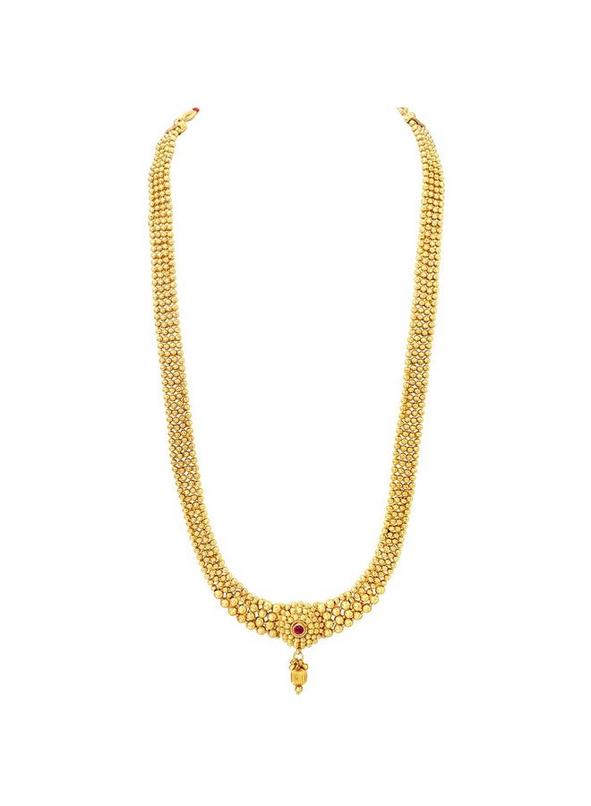 Peora Traditional Gold Plated Maharani Haar Necklace with Earrings South Style Indian Bridal Jewellery Set Gift for Women - Image 5