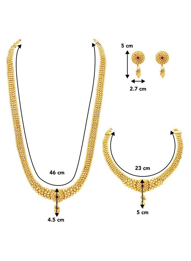 Peora Traditional Gold Plated Maharani Haar Necklace with Earrings South Style Indian Bridal Jewellery Set Gift for Women - Image 4
