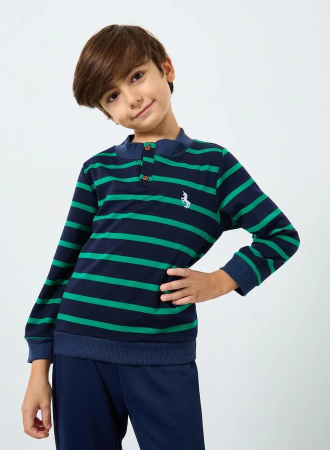 Styli Styli Boys Striped Top and Joggers Set