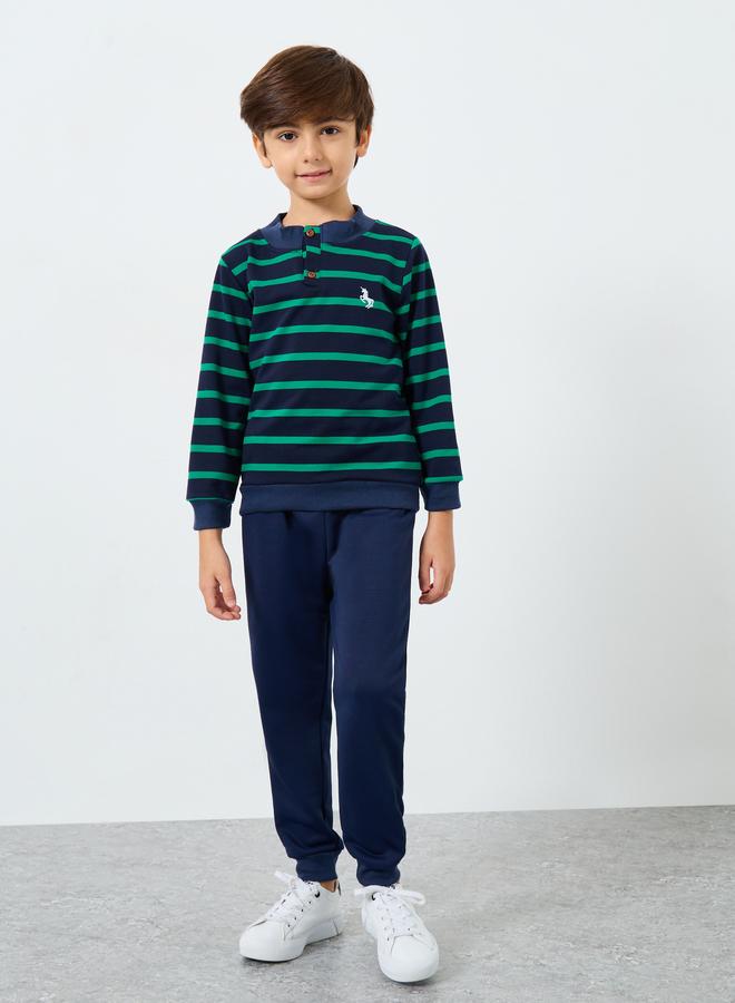 ستايلي طقم من بنطال جوغر وتيشيرت مخطط - Image 2