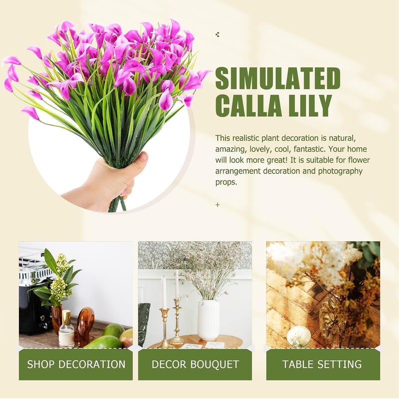 Veemoon 6pcs Artificial Common Lily Faux Plants Green Plastic Simulated Spring Grass Home Garden Decor for Wedding Party DIY Floral Arrangement - Image 4