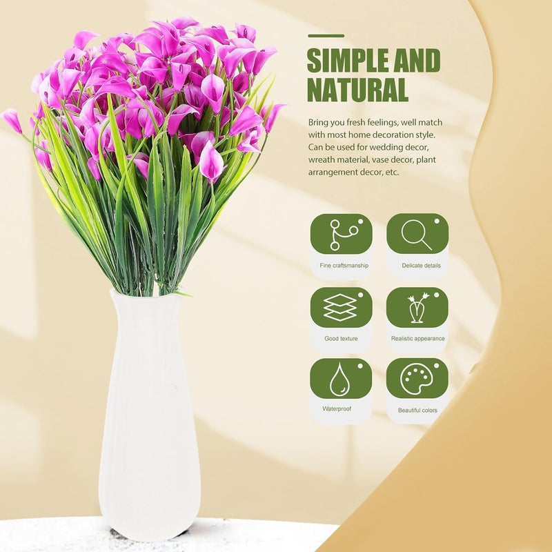 Veemoon 6pcs Artificial Common Lily Faux Plants Green Plastic Simulated Spring Grass Home Garden Decor for Wedding Party DIY Floral Arrangement - Image 3
