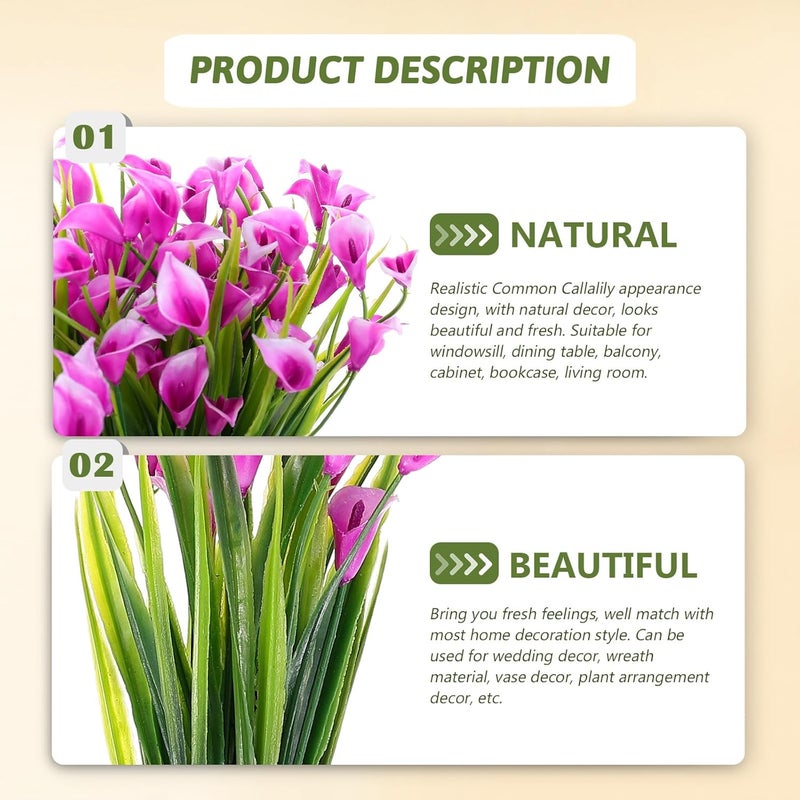 Veemoon 6pcs Artificial Common Lily Faux Plants Green Plastic Simulated Spring Grass Home Garden Decor for Wedding Party DIY Floral Arrangement - Image 5