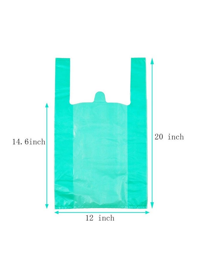 LazyMe LazyMe T-Shirt Carry-Out Bags Plastic Grocery Bags with Handles Shopping Bags in Bulk Restaurant Bags, Standard Supermarket Size,12 x 20 inch (Lake Blue 100 Pcs) - Image 2