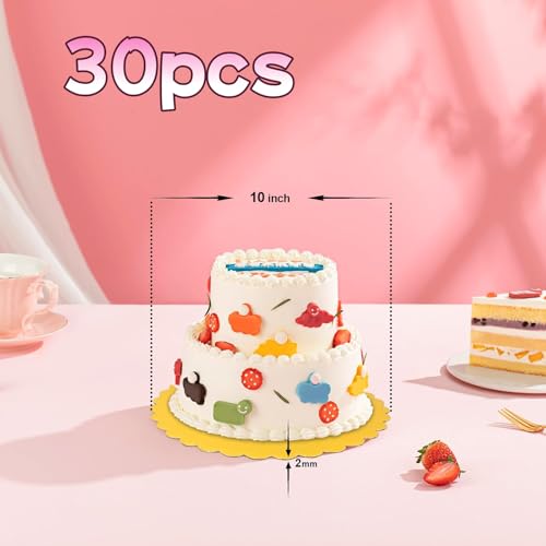 Aumodizzy 30 Pcs 10 inch Gold Cake Boards Round, Food-Graded Cardboard, Waterproof and Oil-Proof, Sturdy Corrugated, Ideal for Baking, Cake DIY, Dessert and Craftin - Image 2