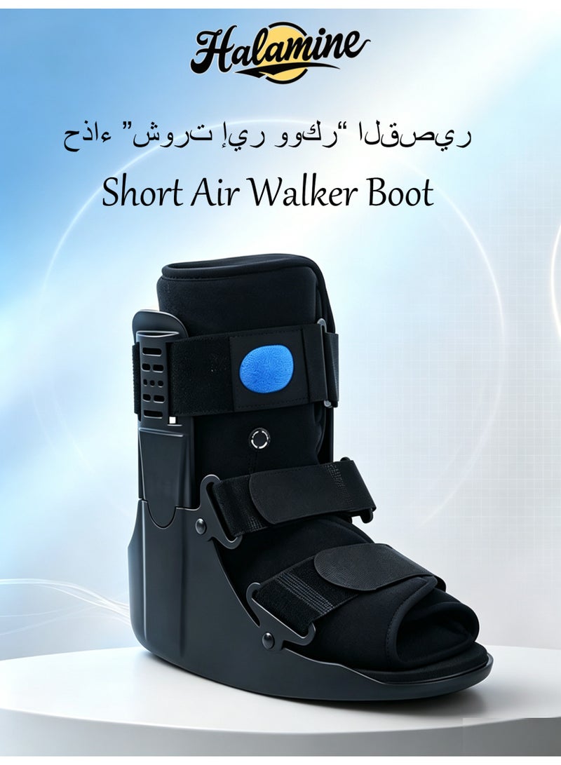 Halamine Short Air Walker Boot, Inflatable Ankle Brace for Forefoot/Foot Injuries, Ankle Sprain & Foot Fracture Rehabilitation, Black High-Density Sponge - Image 1