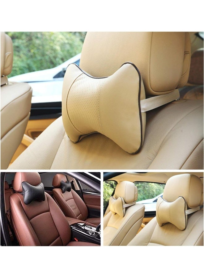 ECVV وسادة رقبة السيارة | وسادة مريحة وناعمة من الجلد قابلة للتنفس لدعم رأس الرقبة في السيارة ووسائد مسند الرأس لمقعد السيارة والسفر والمنزل | لون عشوائي - Image 3