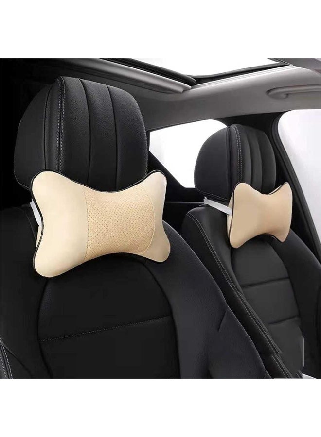 ECVV وسادة رقبة السيارة | وسادة مريحة وناعمة من الجلد قابلة للتنفس لدعم رأس الرقبة في السيارة ووسائد مسند الرأس لمقعد السيارة والسفر والمنزل | لون عشوائي - Image 4