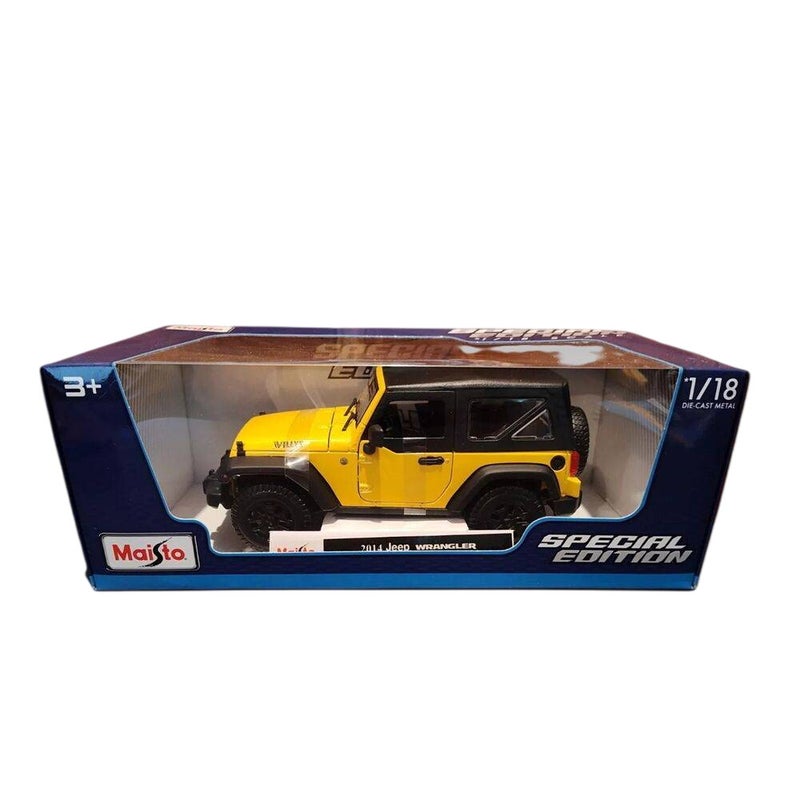 Maisto Special Edition 2014 Jeep Wrangler Die-cast Car (1:18, Yellow) - Image 1