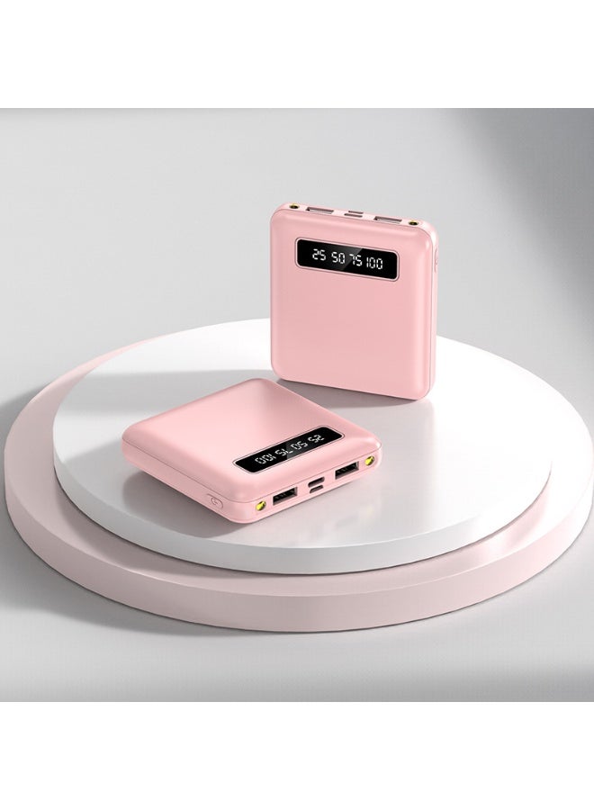 10000mAh Power Bank LED Digital Display Mini Portable Power Bank Slim and Lightweight Mobile Charger (Pink) - Image 1