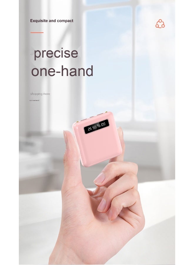 10000mAh Power Bank LED Digital Display Mini Portable Power Bank Slim and Lightweight Mobile Charger (Pink) - Image 2