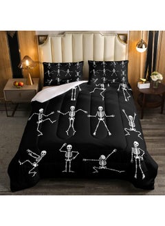 Erosebridal Erosebridal Sugar Skull Comforter Set Full Size Skeleton Bones Bedding Set for Kids Boys Girls Teens Adult Halloween Horror Theme Down Comforter Gothic Spooky Duvet Sets with 2 Pillow Cases  - Image 2