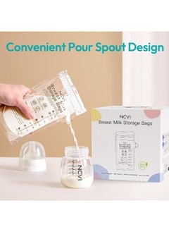 NCVI NCVI Breastmilk Storage Bags, 180 Count Milk Storage Bags for Breastfeeding, 7oz Breast Milk Storage Bags with Temp-Sensing, Doubled-Sealed, Hygienically, Self Standing, Easy Pour Spout, BPA Free  - Image 5