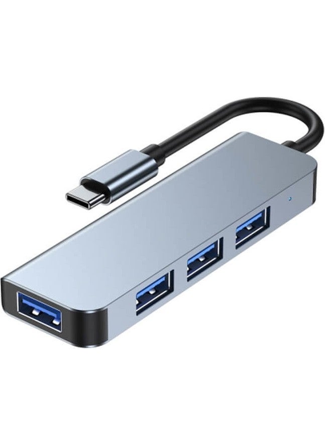 Wozlo - Type-C 4 Port USB 3.0 Hub USB-C Aluminum Body Multiplexer - Image 1