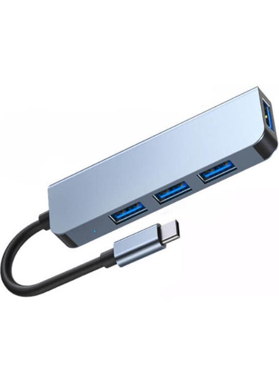 Wozlo - Type-C 4 Port USB 3.0 Hub USB-C Aluminum Body Multiplexer - Image 1