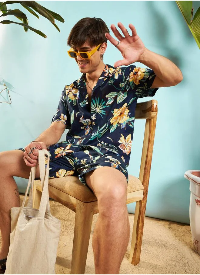 Mascln Sassafras Tropical Print Relaxed Fit Shirt & Shorts Co-Ords by Styli