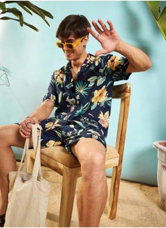Mascln Sassafras Tropical Print Relaxed Fit Shirt & Shorts Co-Ords by Styli  - Image 2